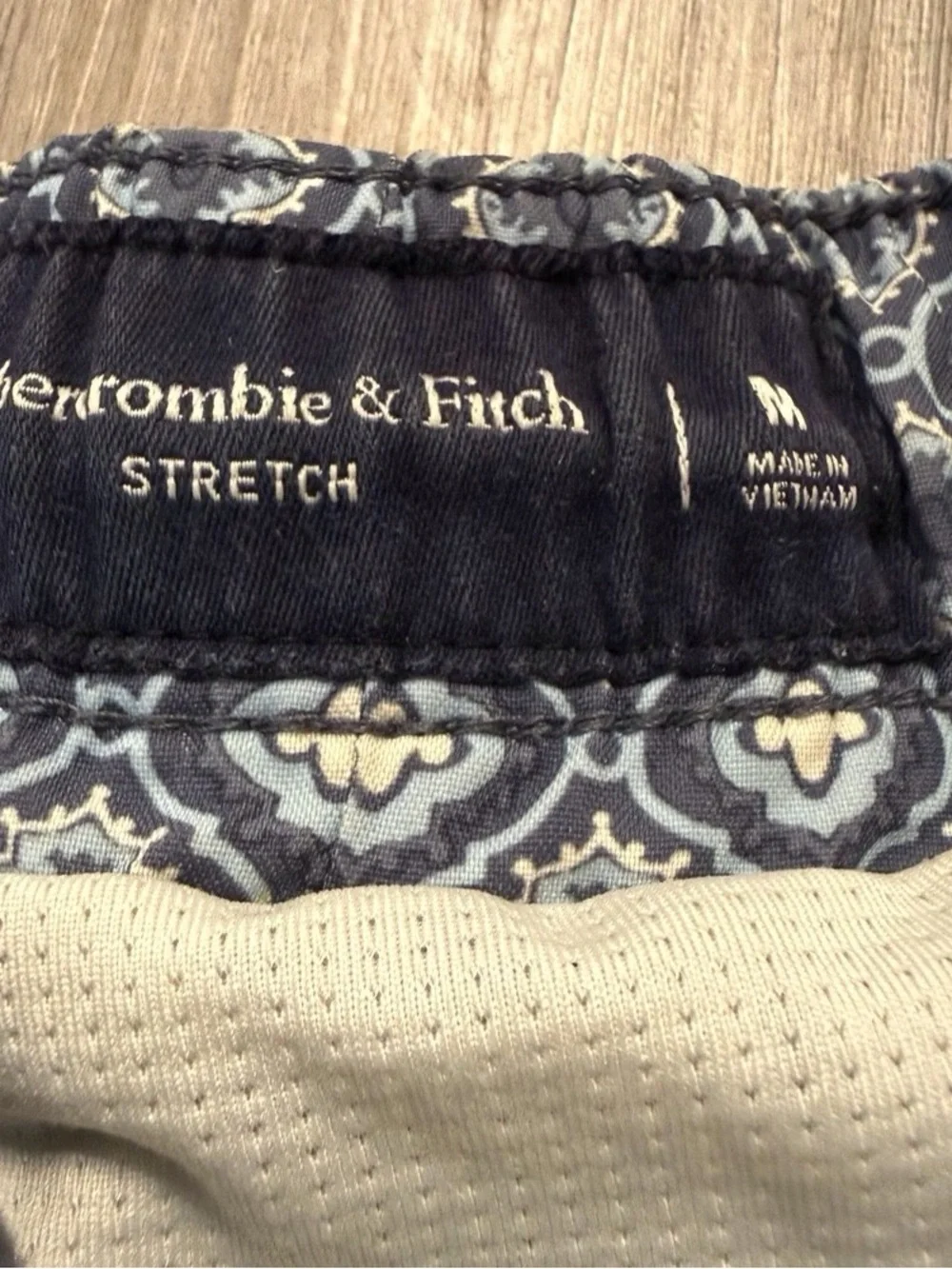 Abercrombie & Fitch Navy and White Geometric Swim Shorts - Picture 3 of 9